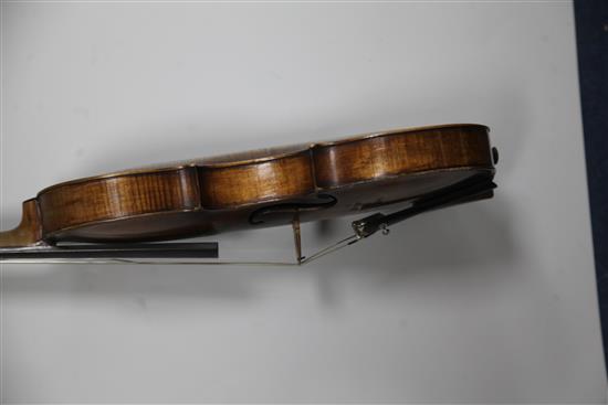 A German violin, follower of Johann Gottfried Hamm, late 19th century length of back 35.5cm (14in.), cased